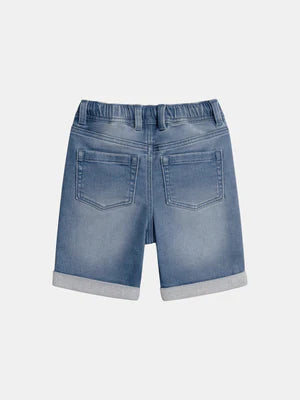 Blue Denim Shorts With Turnups