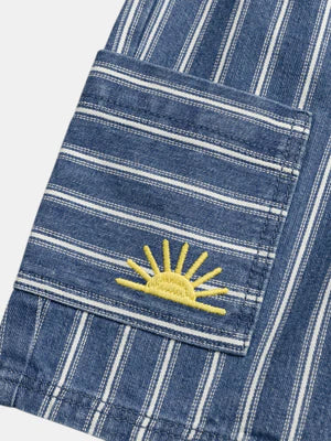 Blue Stripe Denim Shorts