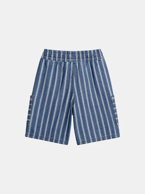 Blue Stripe Denim Shorts