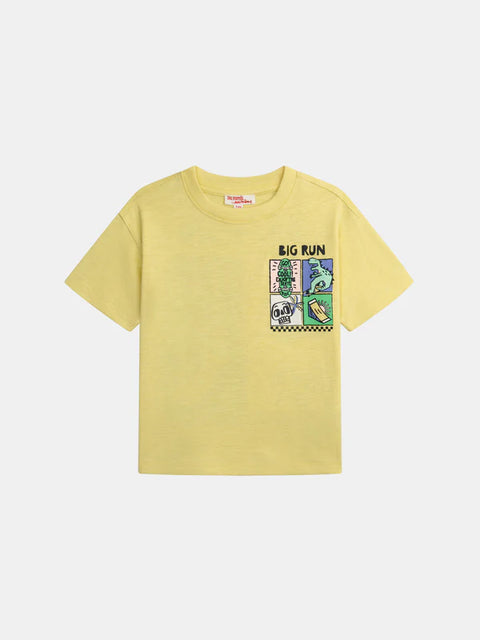 Yellow Skateboard Box Print Cotton T-shirt