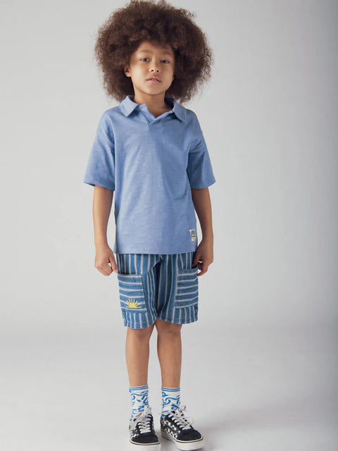 Blue Cotton Jersey Polo Shirt