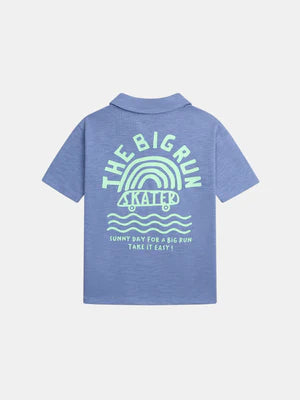 Blue Cotton Jersey Polo Shirt