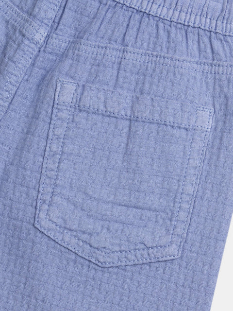 Blue Cotton Seersucker Shorts