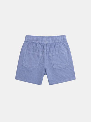 Blue Cotton Seersucker Shorts