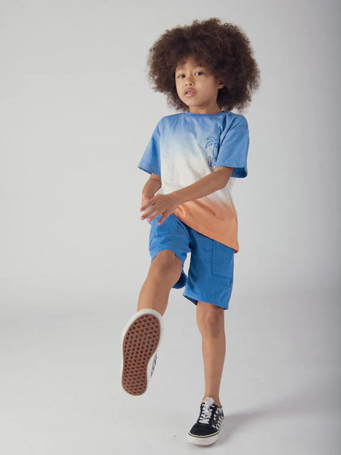 Blue Cotton Twill Shorts