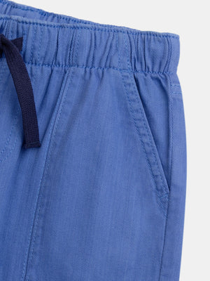 Blue Cotton Twill Shorts