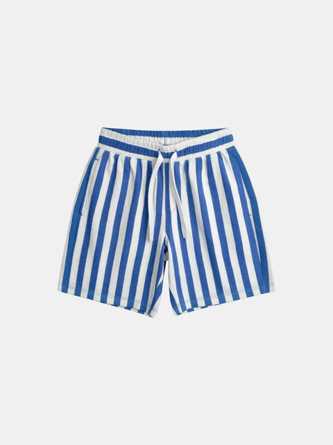 Blue Stripe Cotton Terry Shorts