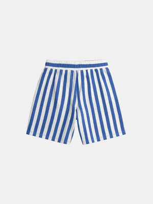 Blue Stripe Cotton Terry Shorts