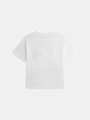 White Surf Print Cotton T-shirt
