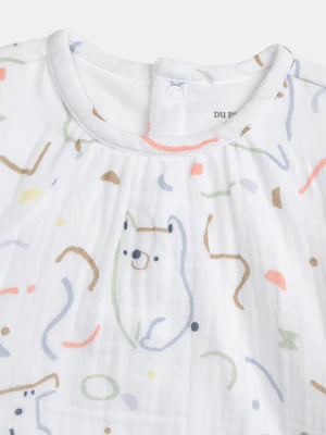 White Printed T-shirt/Bodysuit With Matching Leggings