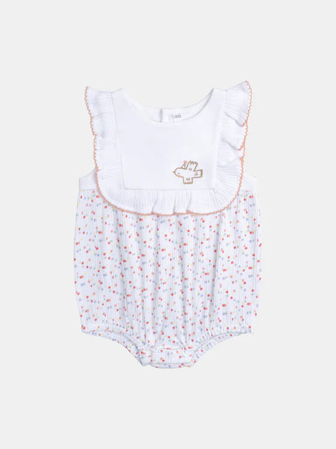 Newborn Lined White Pointelle Cotton All In One