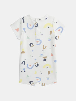 Newborn White Printed Cotton All In One