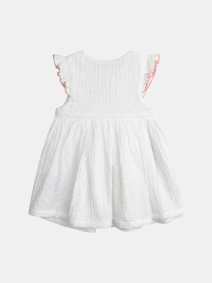 Newborn White Printed Cotton Dress with Matching Bloomers