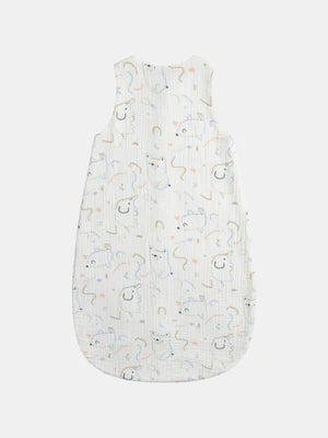 Lined White Printed Cotton Sleeping Bag
