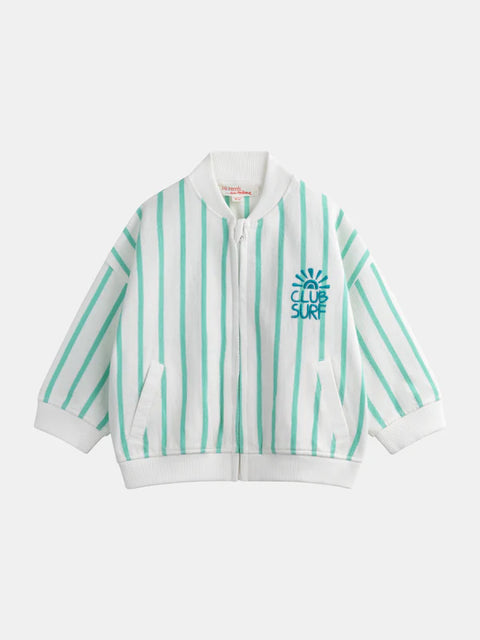 Green Stripe French Cotton Terry Sweatshirt