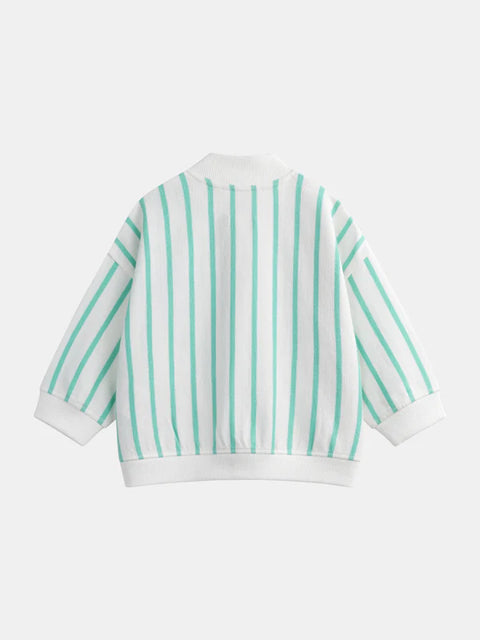 Green Stripe French Cotton Terry Sweatshirt