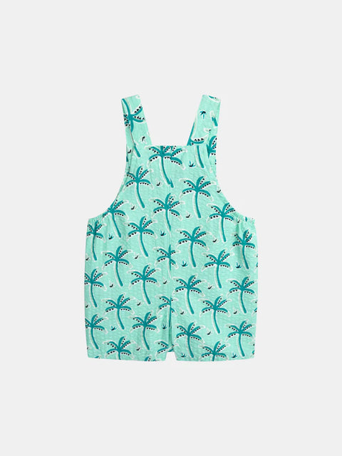 Green Palm Print Seersucker Dungarees