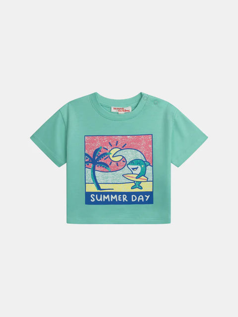 Green Box Print Cotton T-shirt