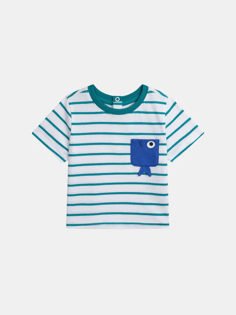 Turquoise Stripe Cotton T-shirt