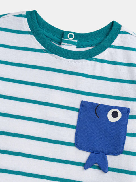 Turquoise Stripe Cotton T-shirt