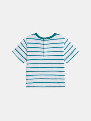 Turquoise Stripe Cotton T-shirt