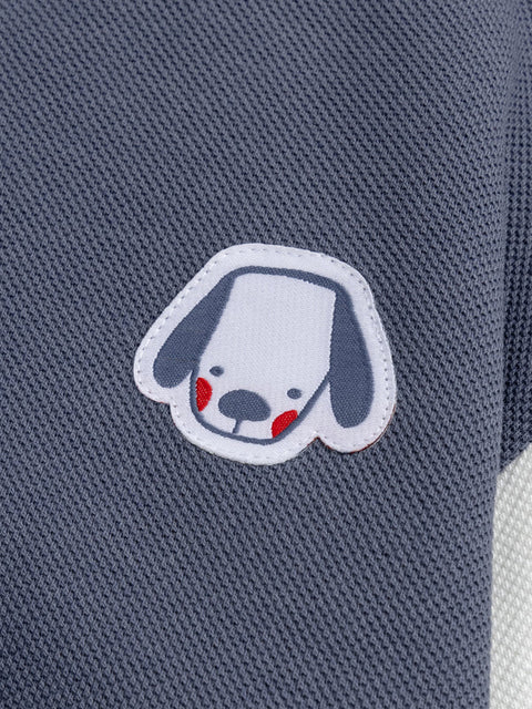 Blue Baseball Style Cotton Pique Sweatshirt