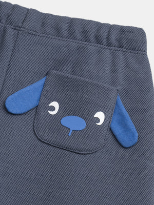 Blue Cotton Pique Joggers