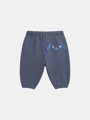 Blue Cotton Pique Joggers