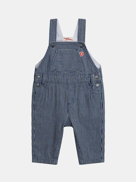 Lined Blue Stripe Cotton Dungarees