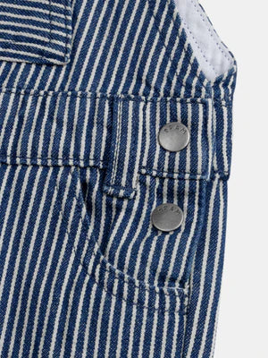 Lined Blue Stripe Cotton Dungarees