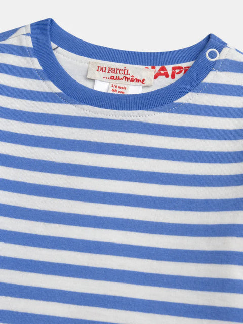 Reversible Blue Stripe Cotton T-shirt