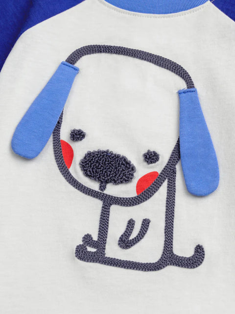 Cotton T-shirt With Dog Animation