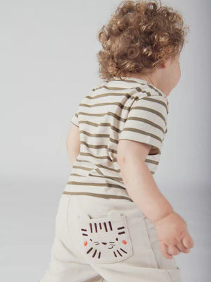 Beige Cotton Pique Shorts