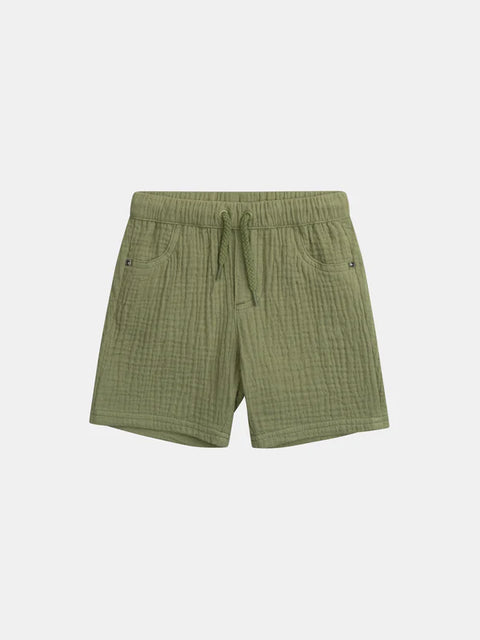 Green Double Gauze Cotton Shorts