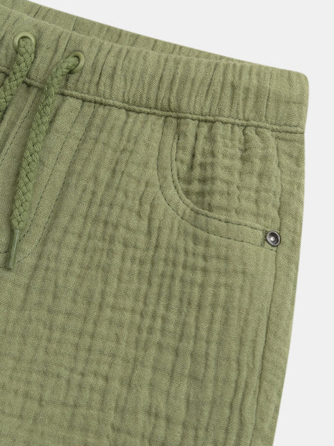 Green Double Gauze Cotton Shorts