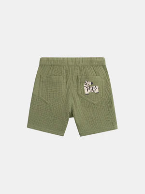 Green Double Gauze Cotton Shorts