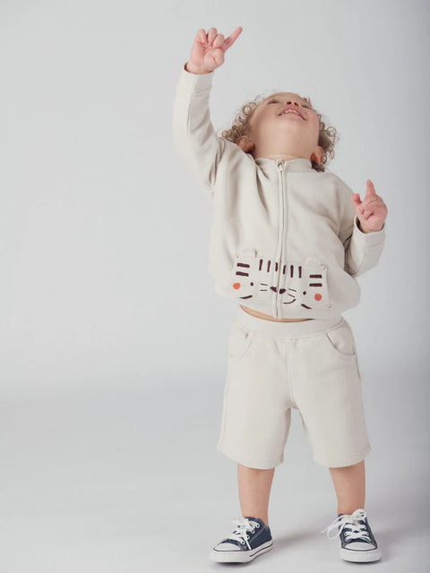 Beige Cotton Pique Sweatshirt