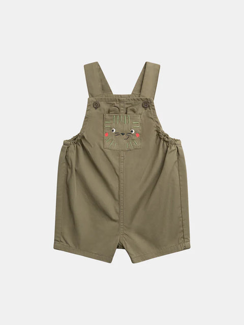 Short Green Cotton Twill Dungarees