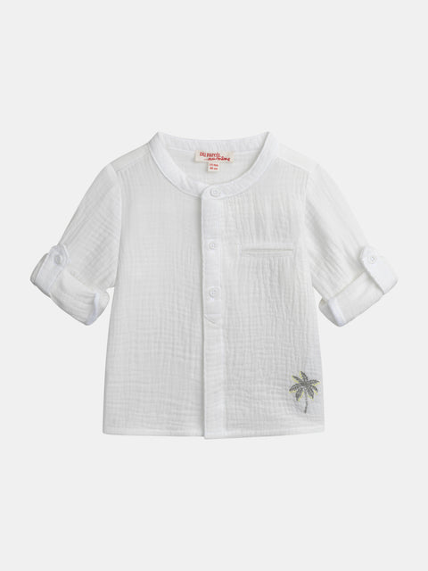 White Double Gauze Cotton Shirt
