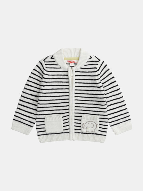 White Stripe Cotton Rich Cardigan