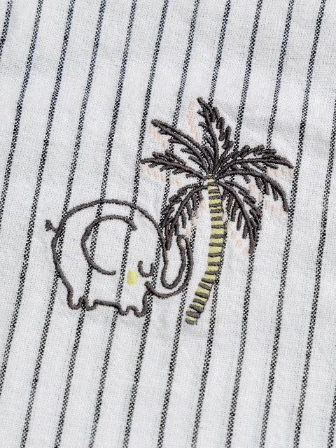 White Striped Linen & Cotton Mix Short Dungarees