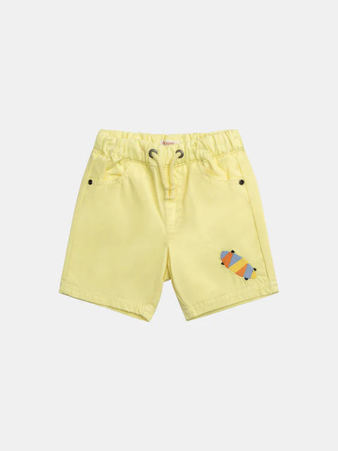 Yellow Cotton Twill Shorts