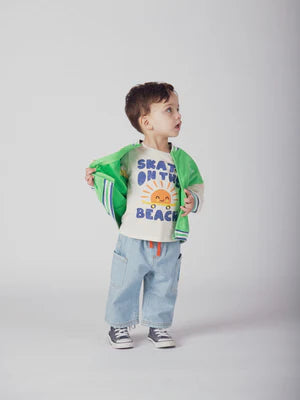 Green Cotton Baseball Style Sweatshirt