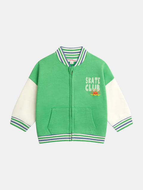 Green Cotton Baseball Style Sweatshirt