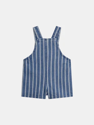 Striped Blue Short Denim Dungarees