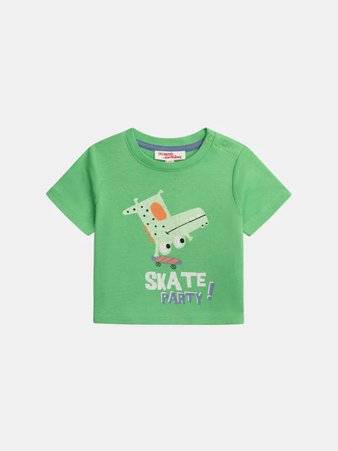 Green Crocodile Print Cotton T-shirt