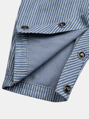 Lined Blue Stripe Cotton Dungarees