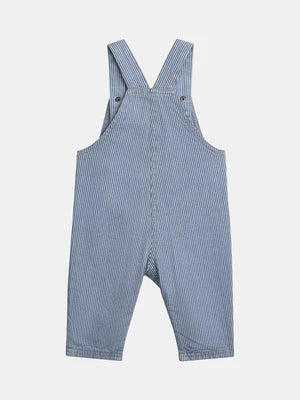 Lined Blue Stripe Cotton Dungarees
