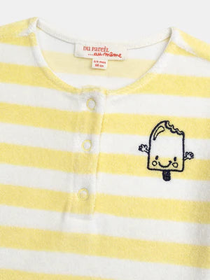 Yellow Stripe Cotton Terry T-shirt & Matching Shorts