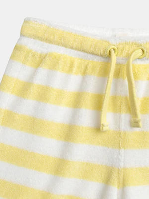 Yellow Stripe Cotton Terry T-shirt & Matching Shorts